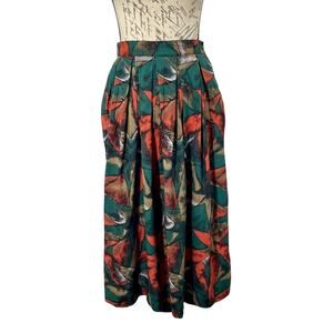 Vintage Midi Skirt 90s Colorful Cottage Fall Abstract Print Michele Size Small